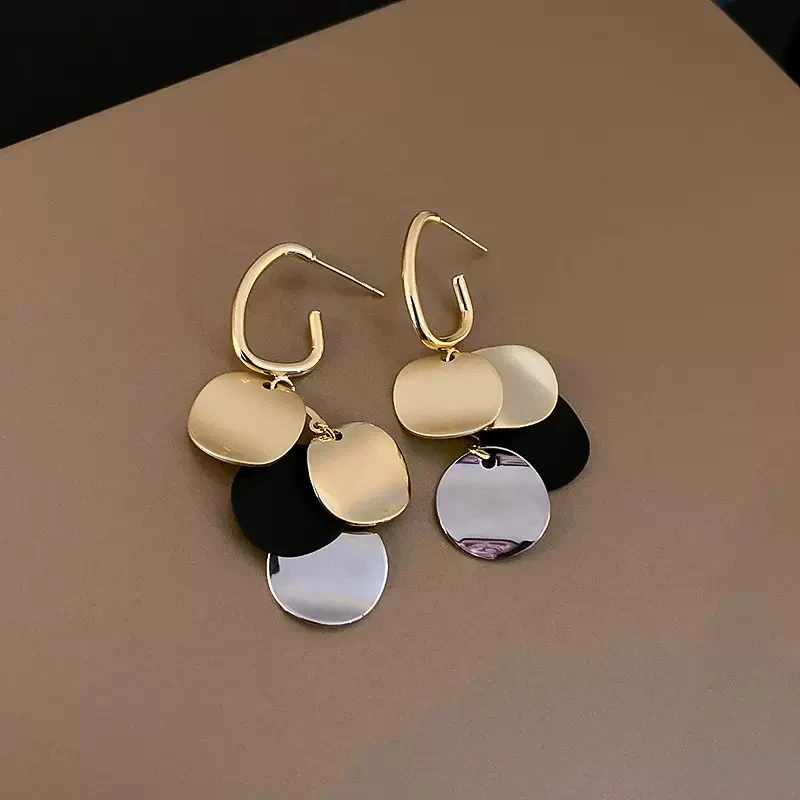 【浠儿姐姐】几何圆片耳环轻奢小众设计感复古时尚耳钉