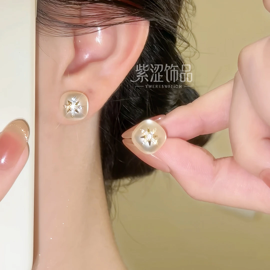 【揽月梦晚】耳钉方形镶钻日常精致百搭简约高级感ES989