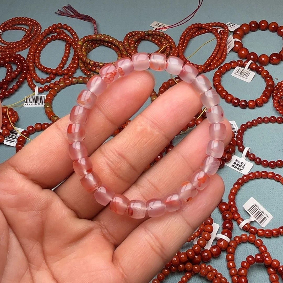 南红玛瑙未镶嵌手链直切卡7十