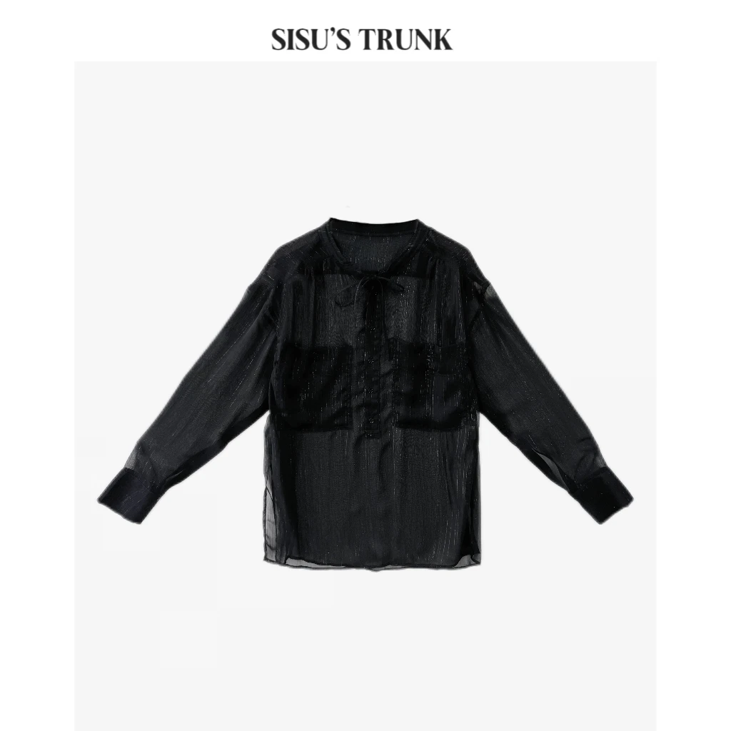 SISU【夜星】 轻奢设计师轻薄干爽透气造型感廓形防晒外套亮丝衬衫