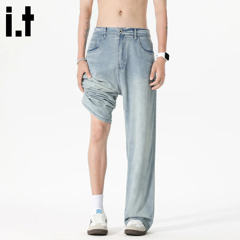 i.t:CHOCOOLATE莱赛尔牛仔裤2025秋冬新款男士宽松直筒休闲阔腿裤