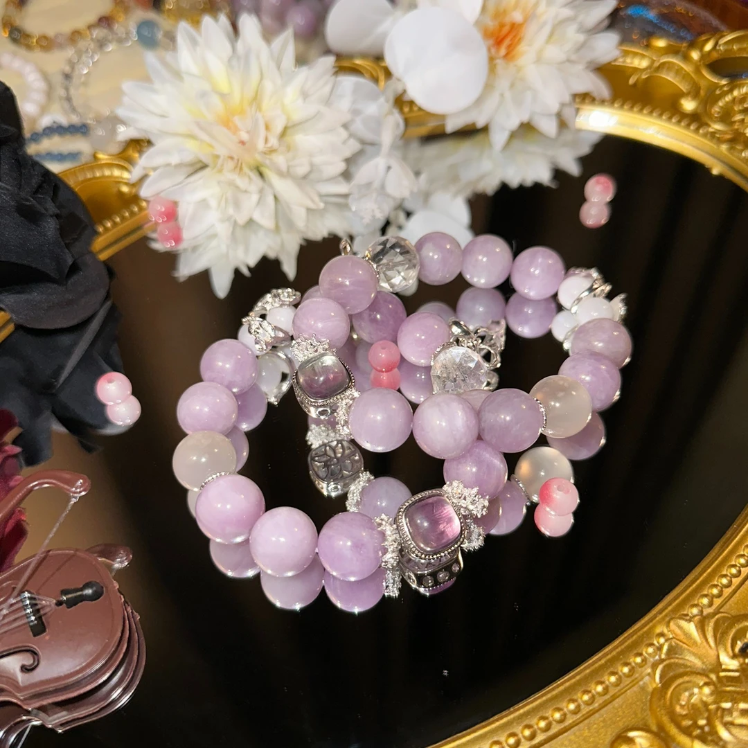 【紫气东来耶耶天然原创设计】紫锂辉14mm+ 女士单圈手串