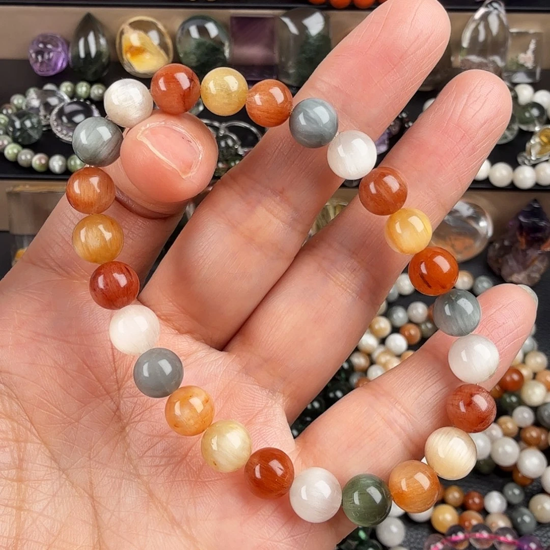 水晶手链未镶嵌天然猫眼满发彩发晶彩兔毛