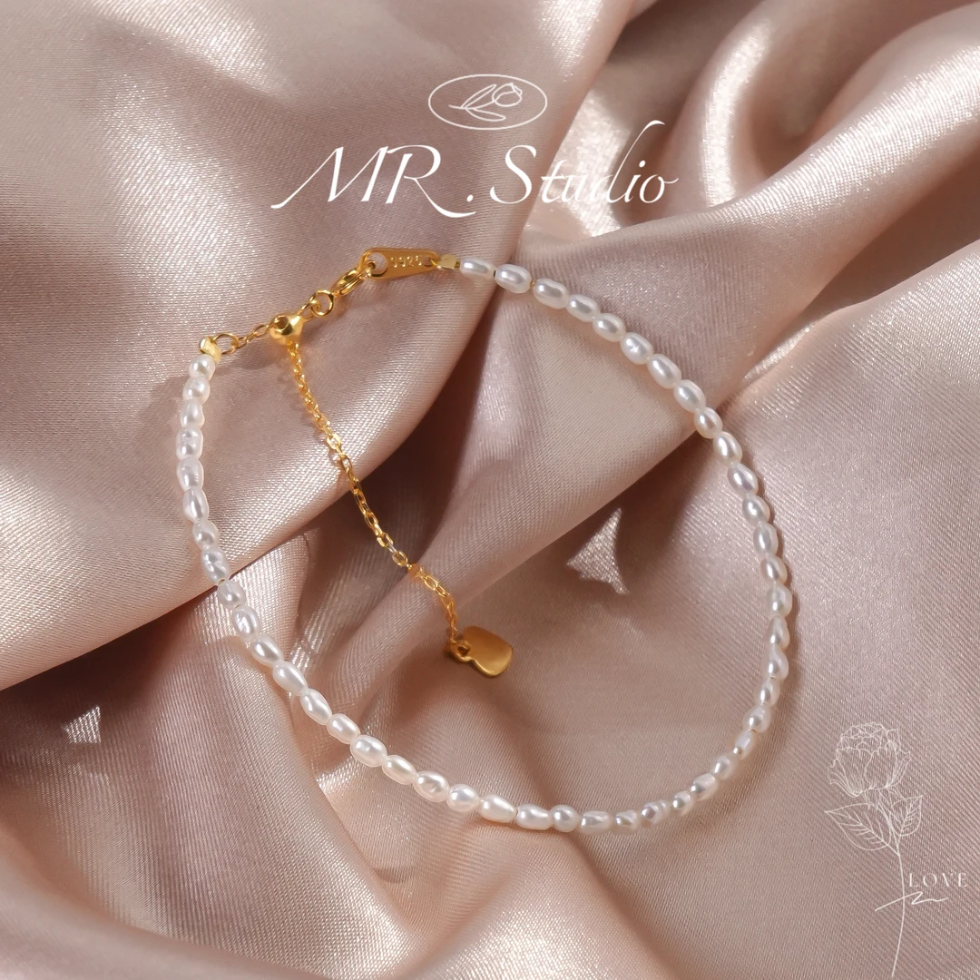 木润【羽黄金】S925银天然淡水珍珠羽黄金手链