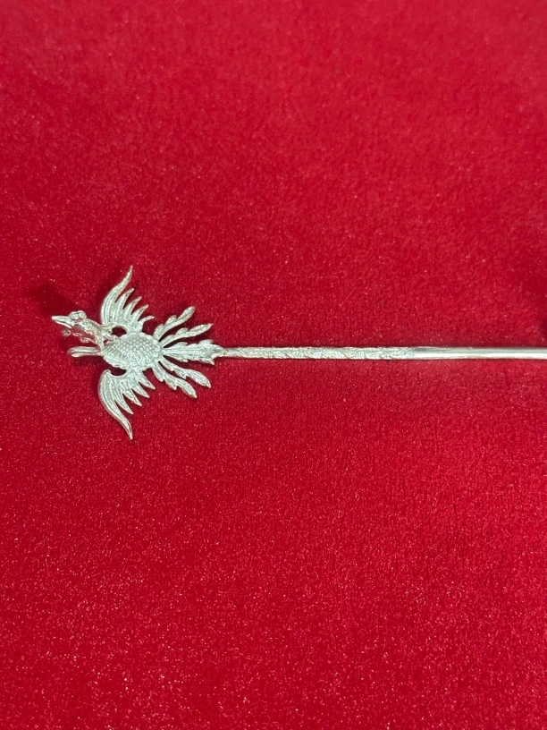 800银银制品 小凤凰立体 老银纯手工牢固发簪簪子复古古风古典