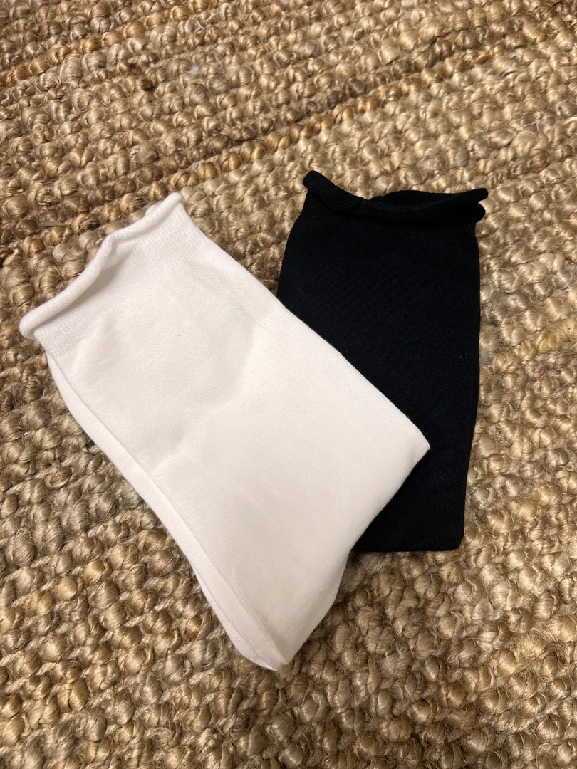 【小卷边儿】2双纯棉卷边堆堆袜春秋中筒全棉女袜