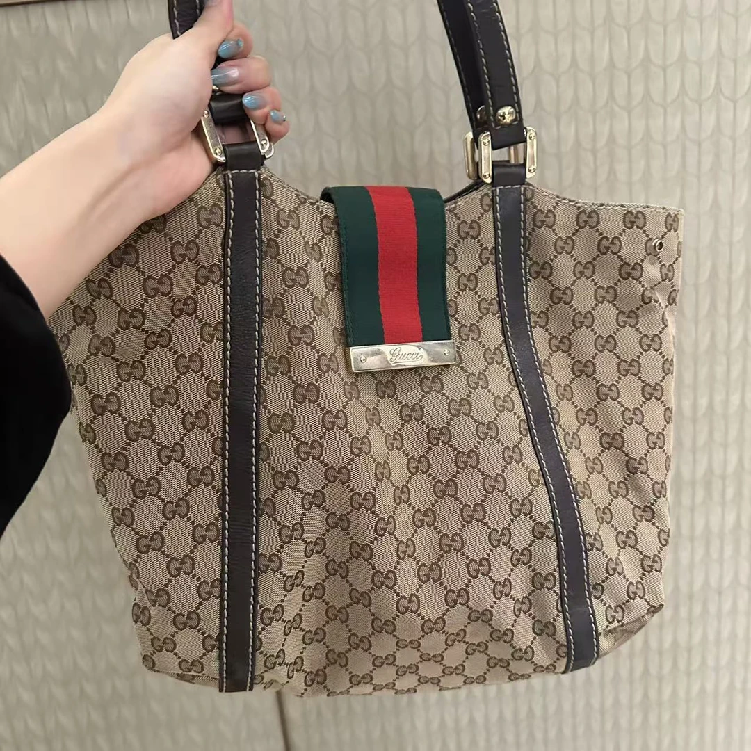 95新 GUCCI/古驰 黑色托特/二奢包包