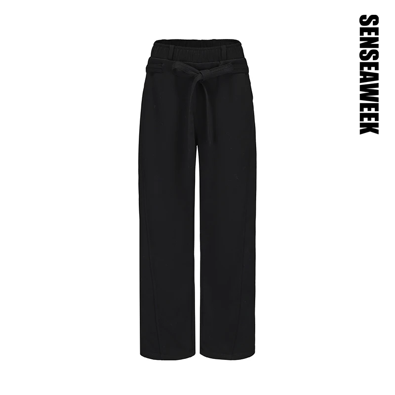 SENSEAWEEK25春夏新品日常休闲通勤裤子宽松系带加绒卫裤