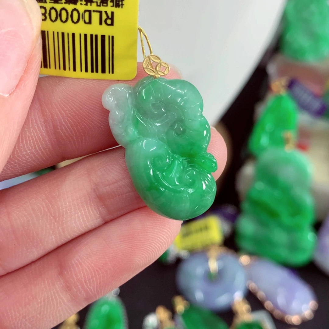 翡翠18K金镶嵌吊坠(不含链)