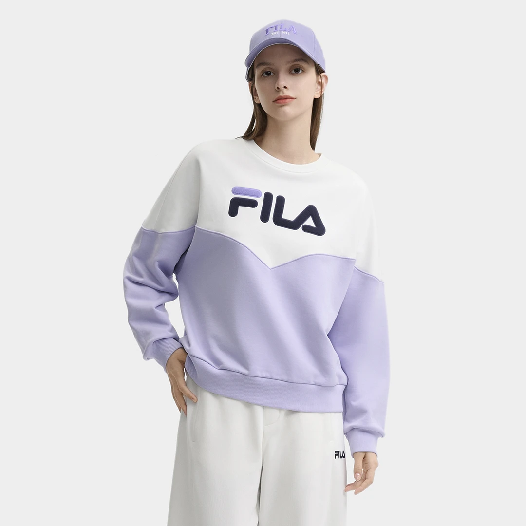 Fila/斐乐SP女子时尚休闲百搭拼色纯棉套头卫衣F11W449218F