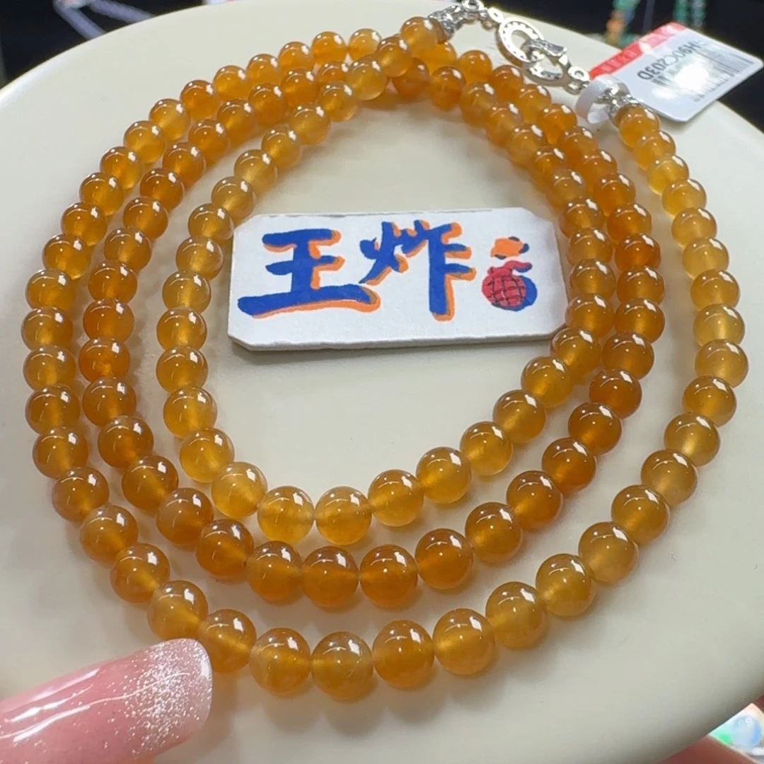 未镶嵌手链翡翠巨漏！高冰波蜜糖黄项链卡5 高货料子！毕业！