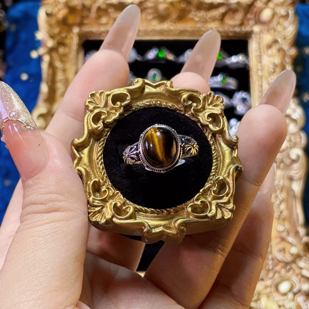 925银虎yan克罗星银戒指