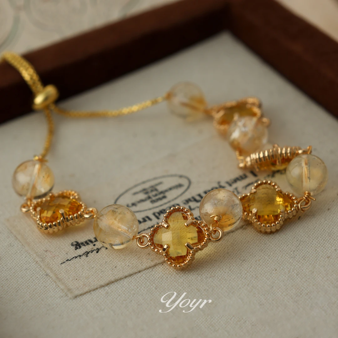 铜合金玻璃手链 千金手链气质轻奢复古甜美手作