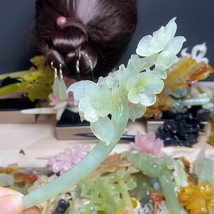 岫玉未镶嵌发簪发簪