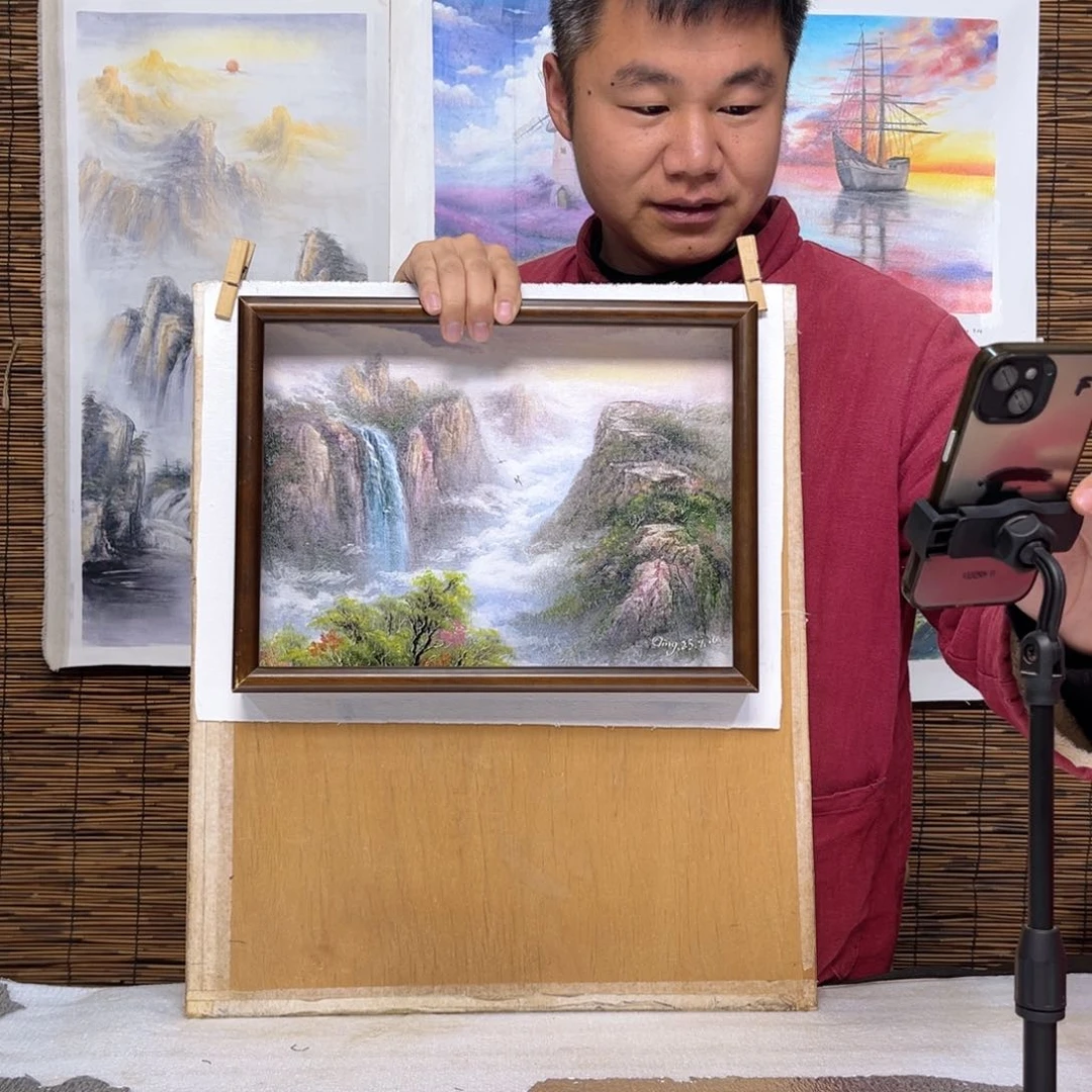 油画行路人小院绘画作品竞拍