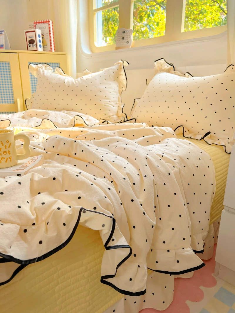 夏季软糯皱皱纱碎花夏被夹棉床盖四件套夏凉被双层纱空调被薄被子