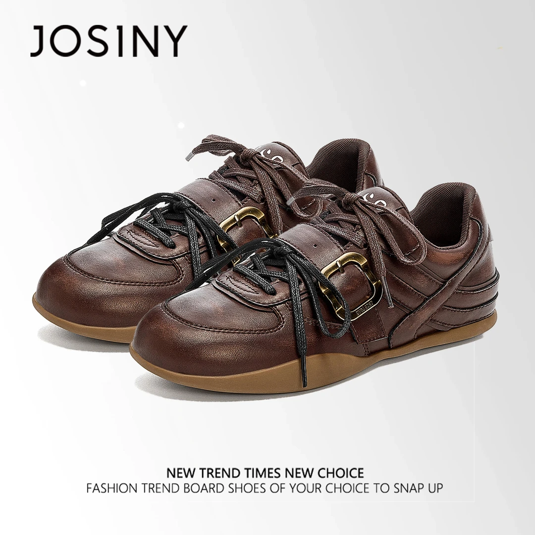 卓诗尼皮带扣舒适薄底德训鞋女25新款秋冬复古休闲鞋板鞋运动鞋XX