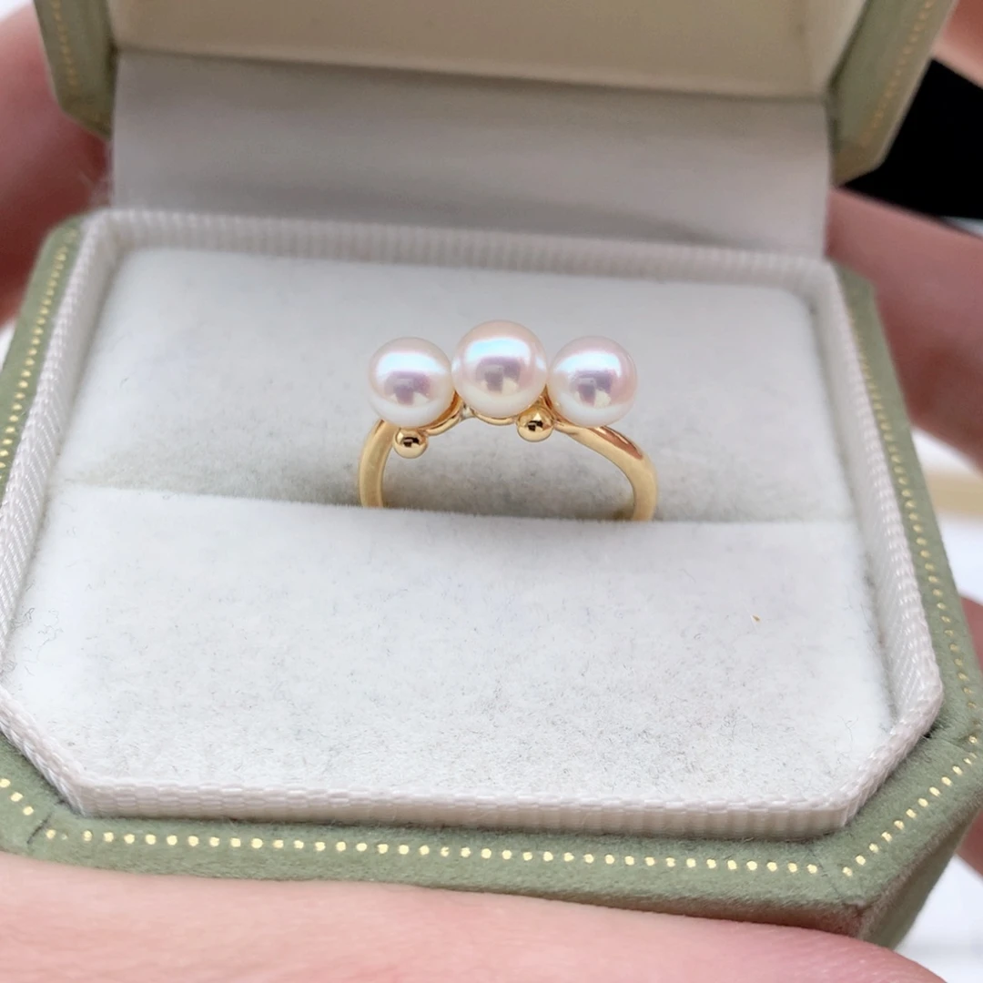 淡水珍珠5-5.5mm ak极光戒指银S925镶嵌