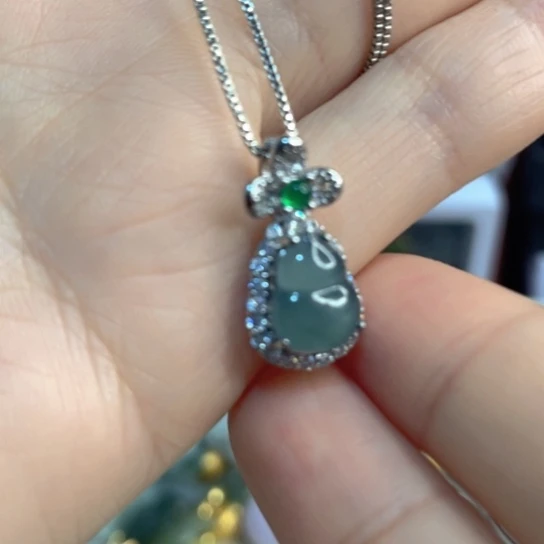 翡翠未镶嵌颈饰海蓝之迷葫芦吊坠