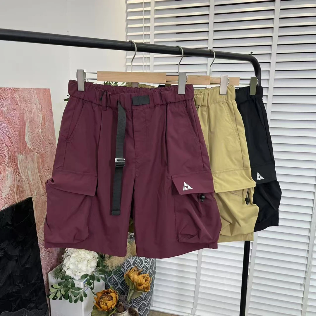日系夏日防泼水「工装松紧腰舒适」五分短裤情侣E5654
