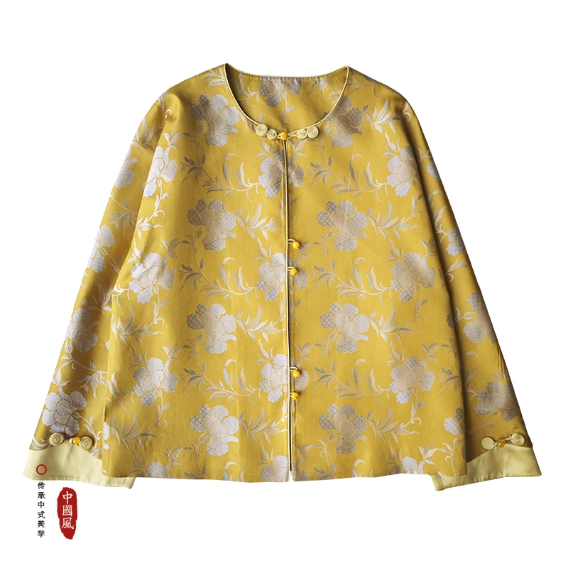 【缠枝牡丹】苏地宋锦外套 带钢印 百分百桑蚕丝面料和里布25WQ041