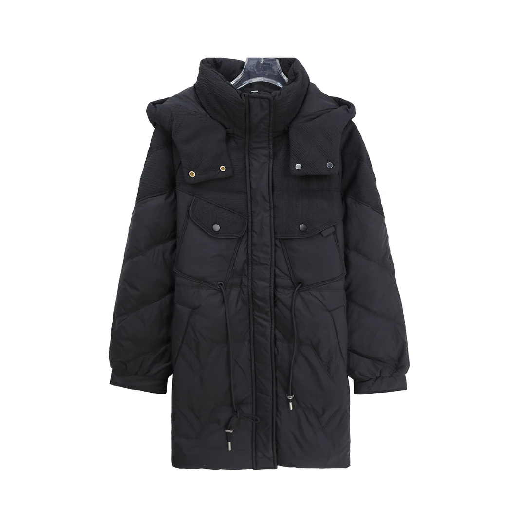 连帽肌理感印花拼接收腰显瘦百搭羽绒服U114