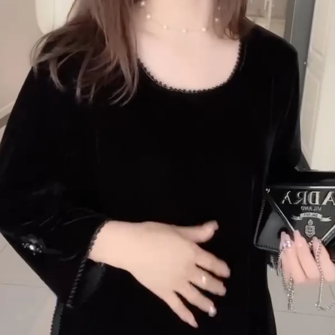 时尚洋气国风圆领串珠宽松显瘦上衣气质百搭