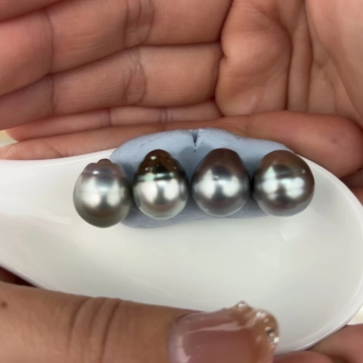 ２***子定制海水珍珠未镶嵌裸珠11-12mm铂金灰四颗