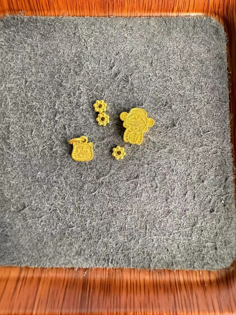 足金999 雪花隔片财神中串