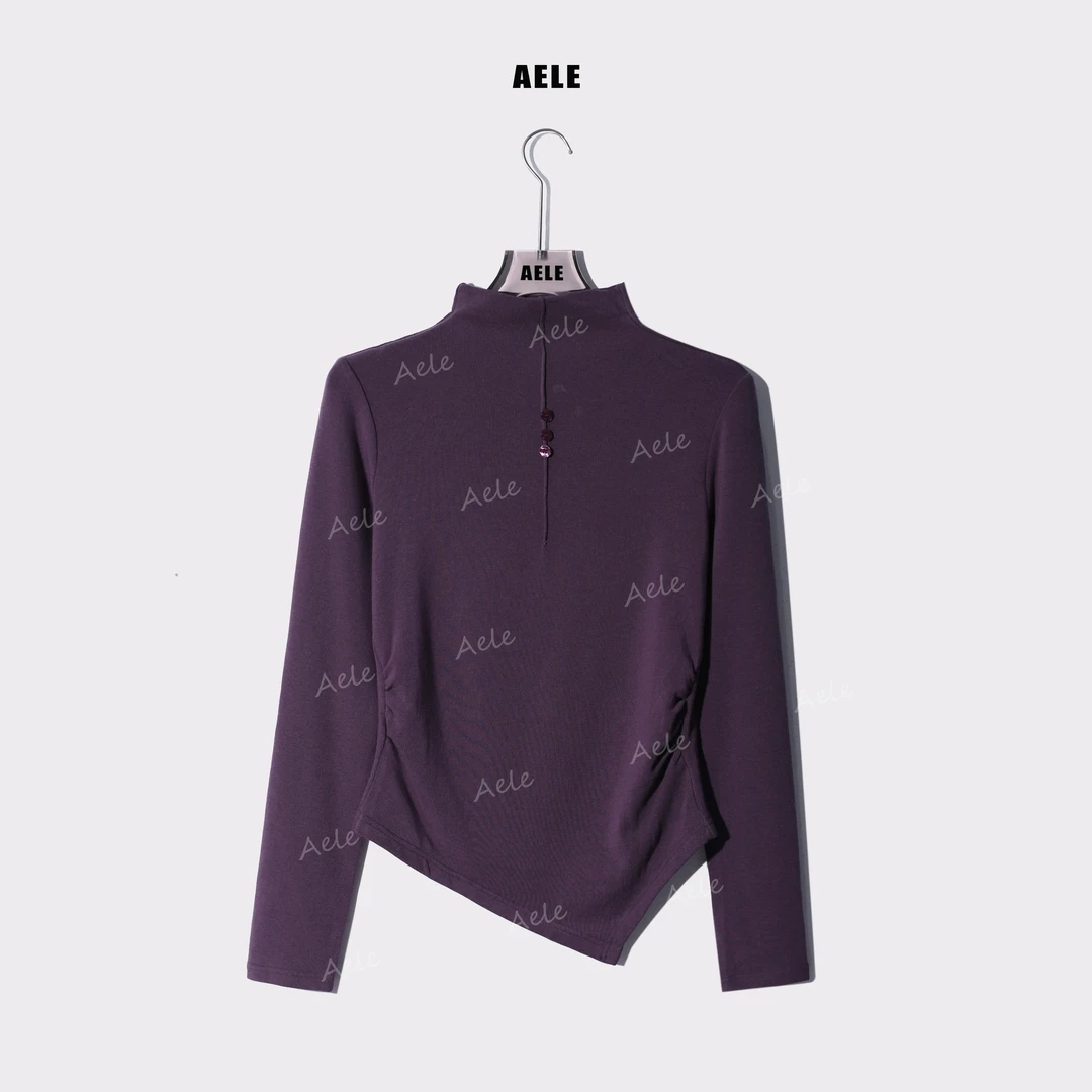 AELE秋冬半高领不规则显瘦保暖休闲百搭打底上衣 T853 2890 AD
