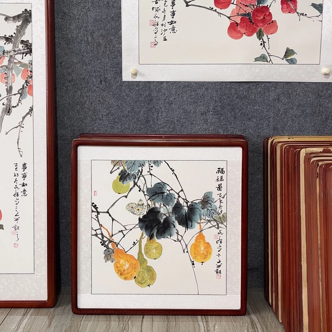 国画书画作品带框63×63
