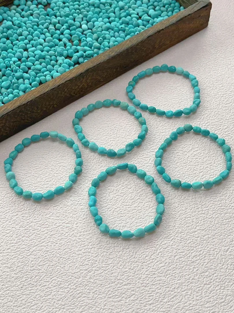 【灵兮珠宝】原矿高瓷绿松石玉化料糖豆手串（多样性发其一）