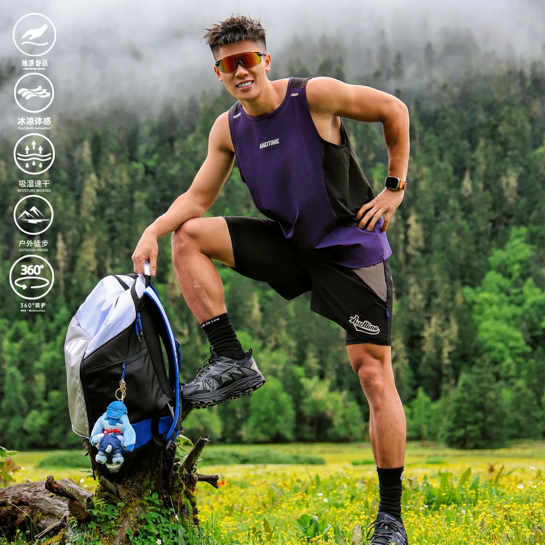 ANDTIME美式复古篮球运动拼接背心速干训练服球衣健身上衣无袖男