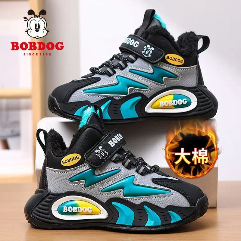 巴布豆儿童鞋子2025潮款6-12岁男童棉鞋秋冬季加绒鞋中大童运动鞋