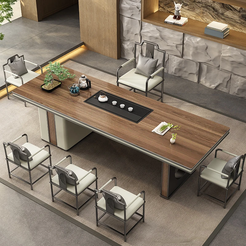 奢石岩板茶台桌高端轻奢现代高级感全自动泡茶桌办公室茶桌椅组合