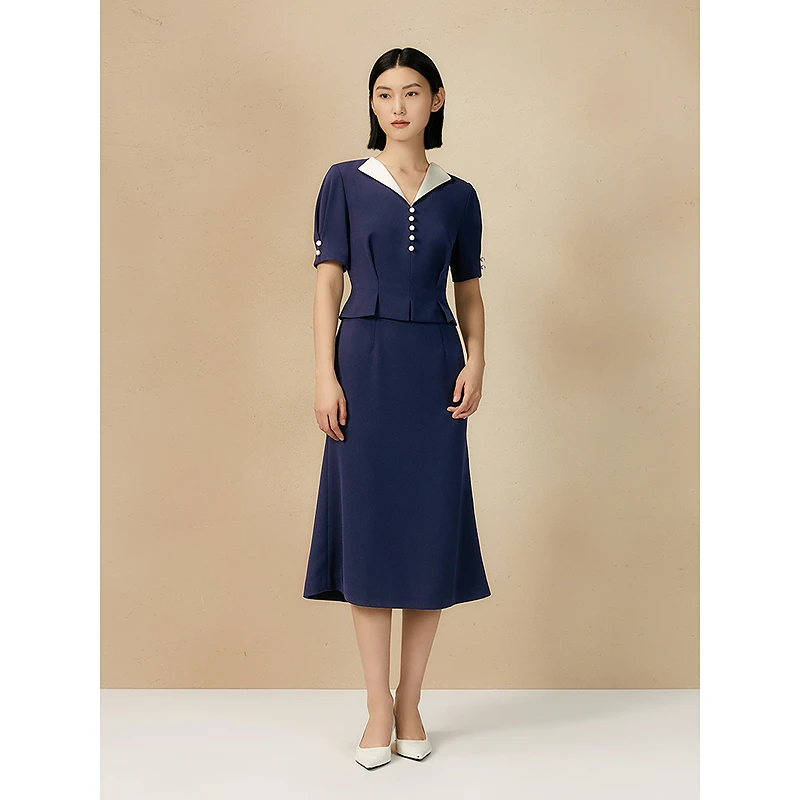 Song of Song歌中歌显瘦气质蓝色时尚夏季收腰连衣裙5C65205128