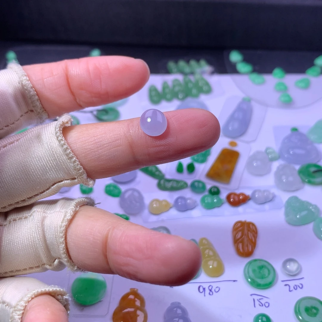 翡翠未镶嵌耳饰紫蛋