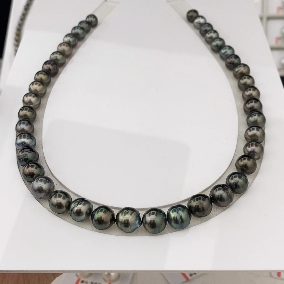 颈饰未镶嵌海水珍珠螺纹炫彩项链8-10mm40颗买断不退换