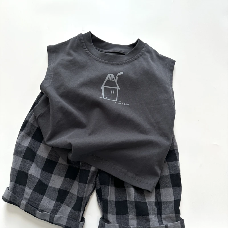 福丽 男童女童夏季新款韩版小房子无袖背心