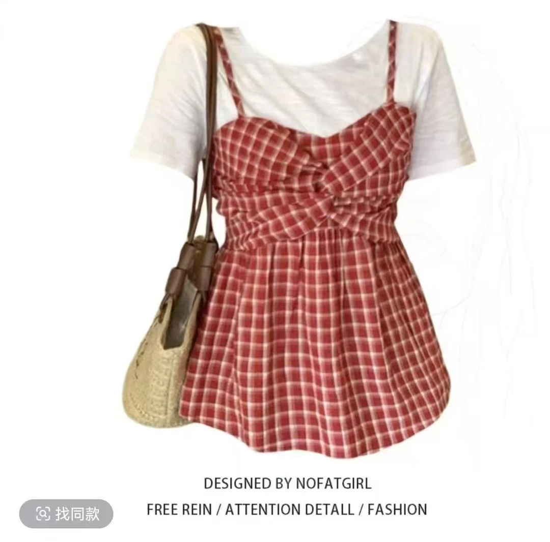 琳琳家大码拼接设计感假两件