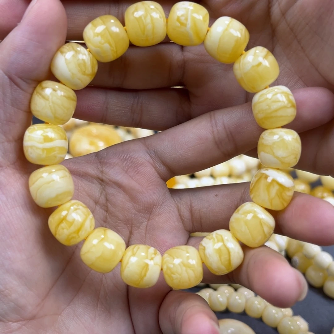 琥珀未镶嵌手串同料老邢手串13mm