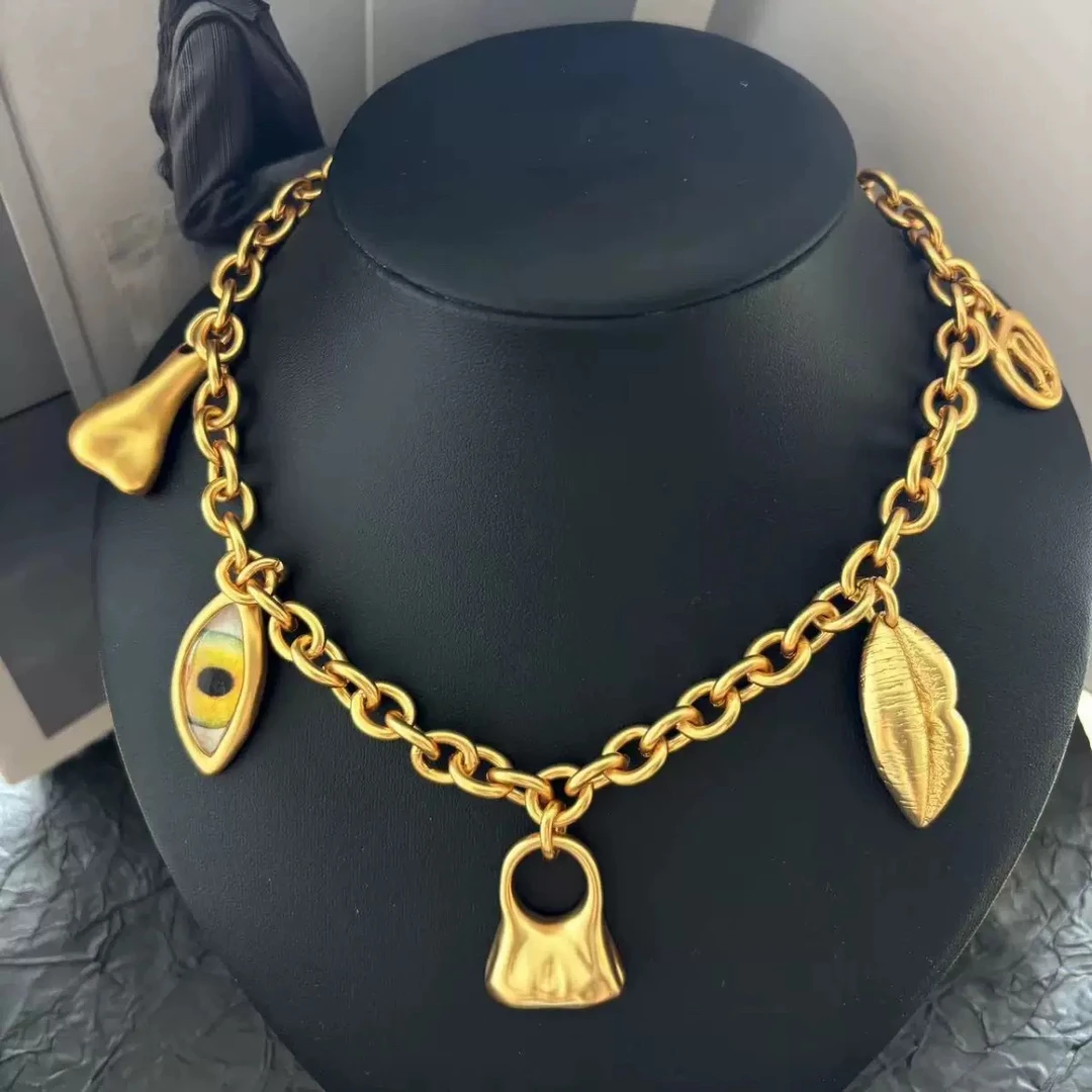 铜合金项链 夏帕瑞丽夏季复古恶魔之眼短款项链