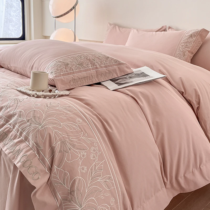 富安娜轻奢A类加厚磨毛纯棉四件套全棉床单被套床上用品4件