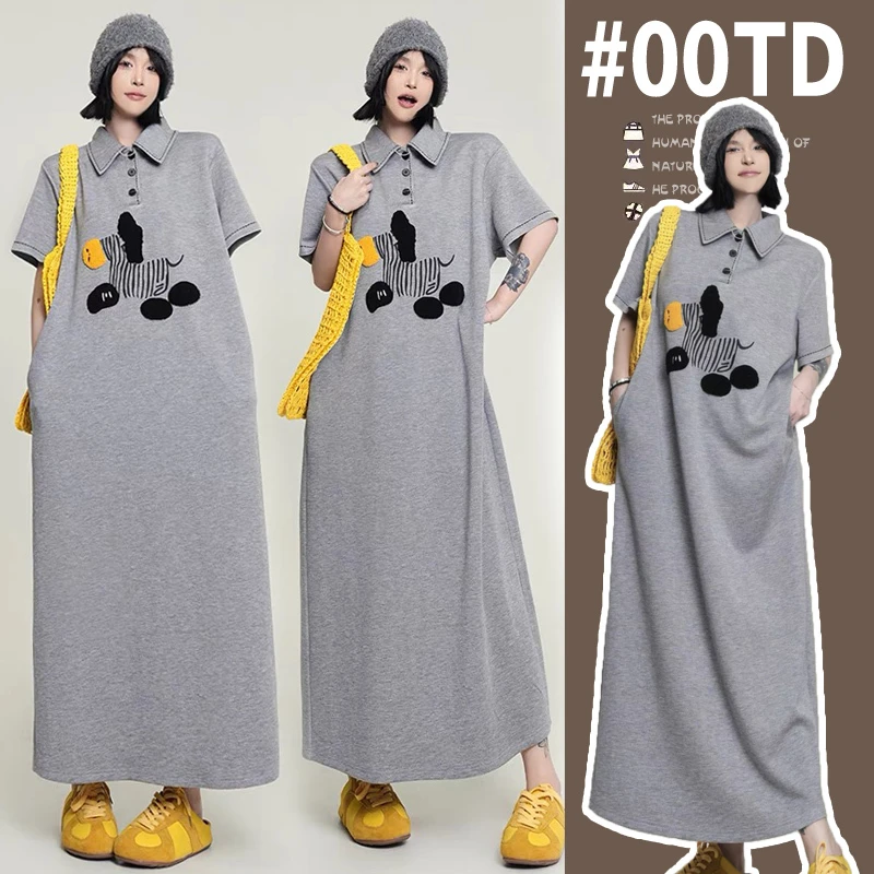 孕妇连衣裙夏季孕妈妈穿搭慵懒风气质Polo领裙子夏天休闲外穿长裙