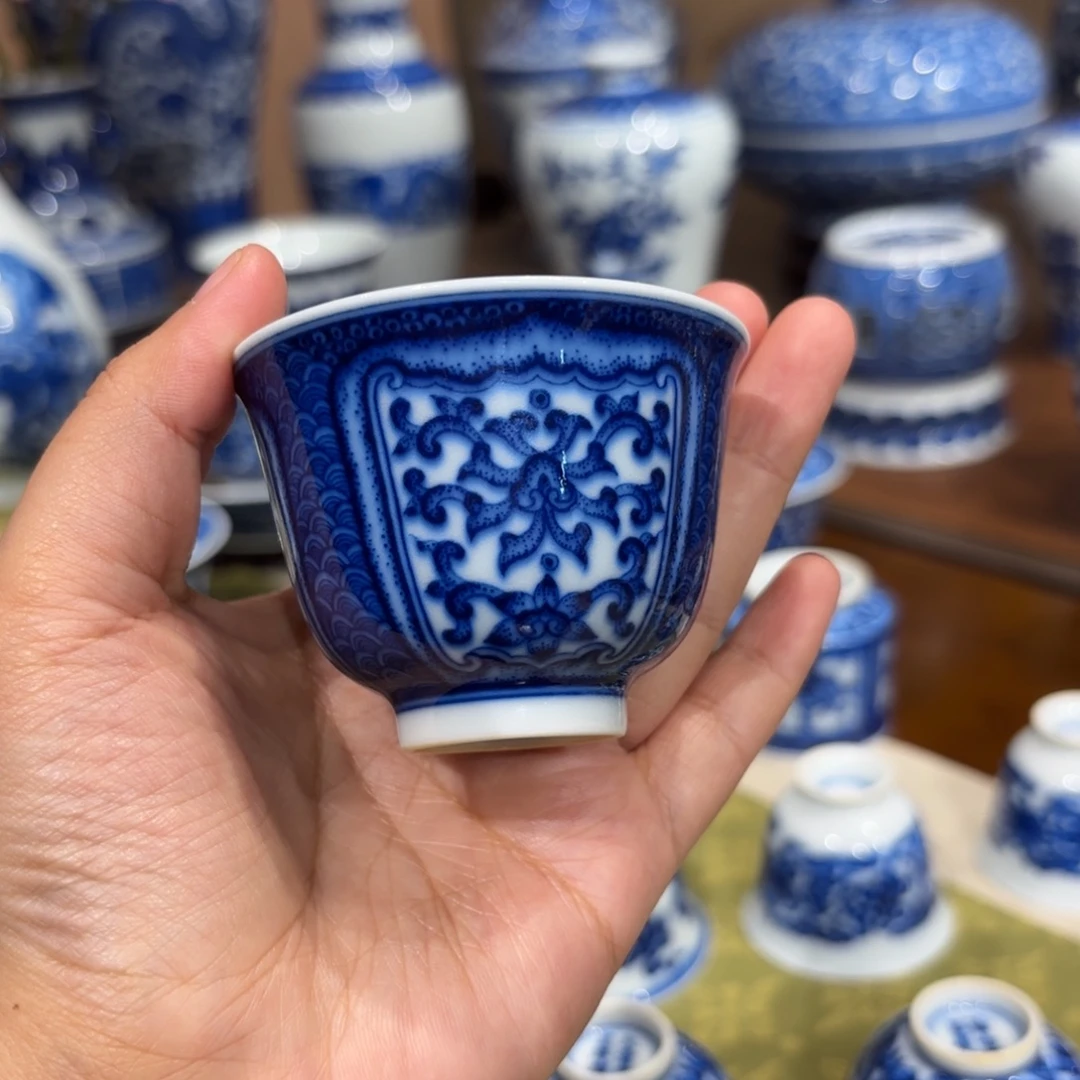 瓷海水纹 开窗杯…………