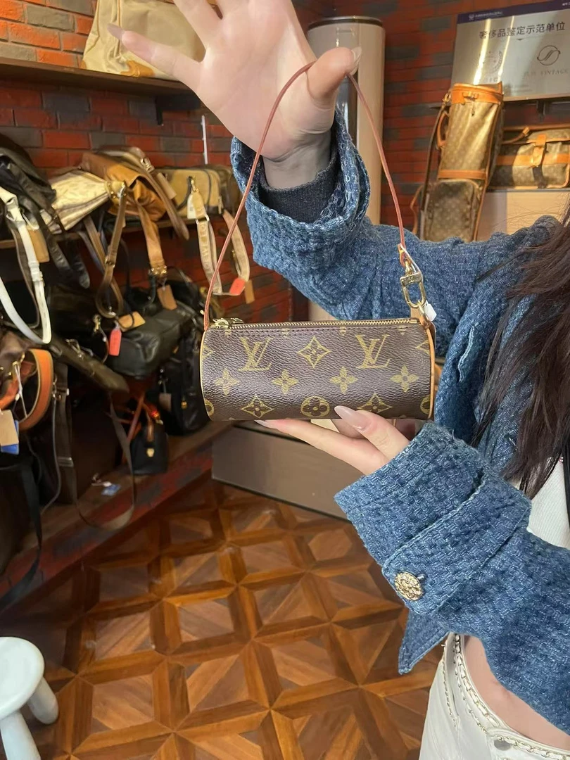 95新 LouisVuitton/路易威登 Papillon巴比龙红皮筒