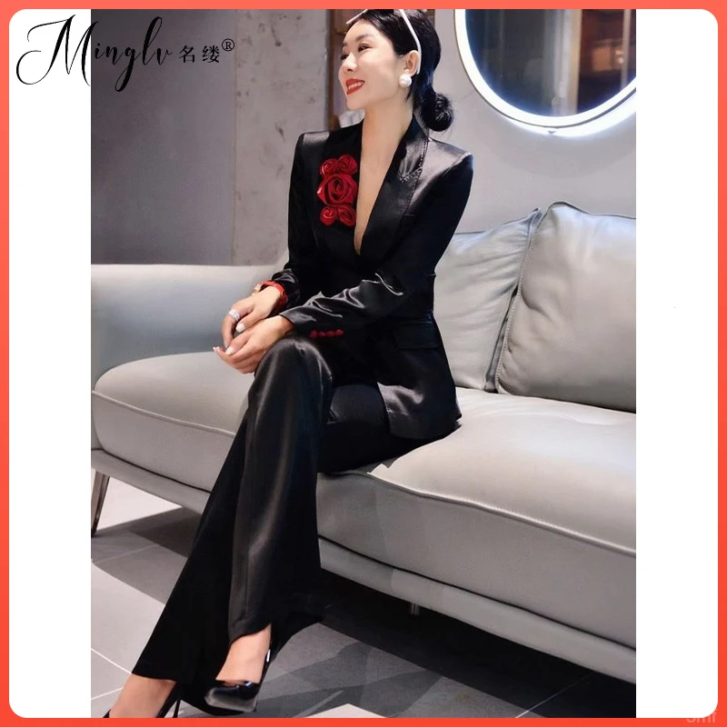 2025秋冬新款高端气质大牌职业西装套装女端庄阔气修身正装两件套