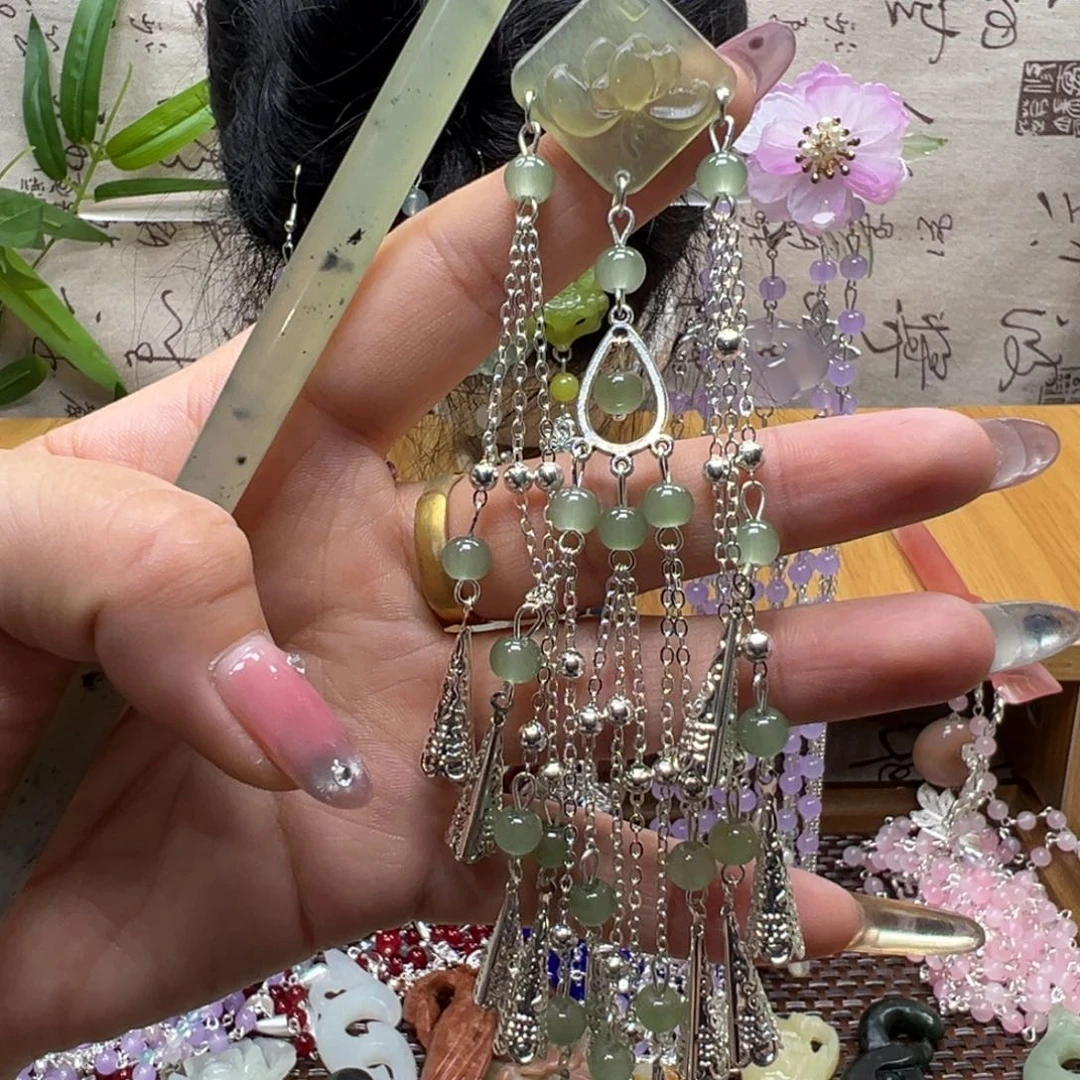 蛇纹石玉合金发饰