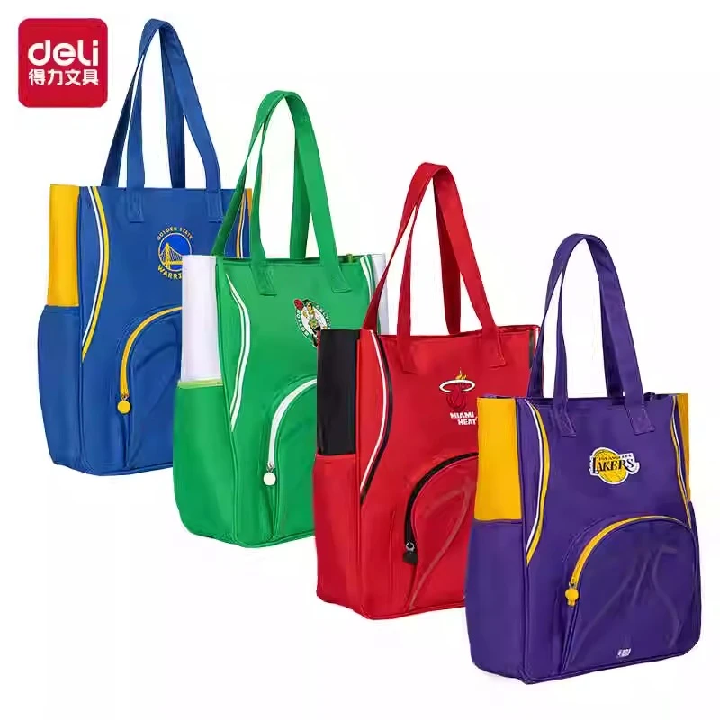得力72618A运动NBA补习袋可爱小饿魔多功能手提购物袋拎书带