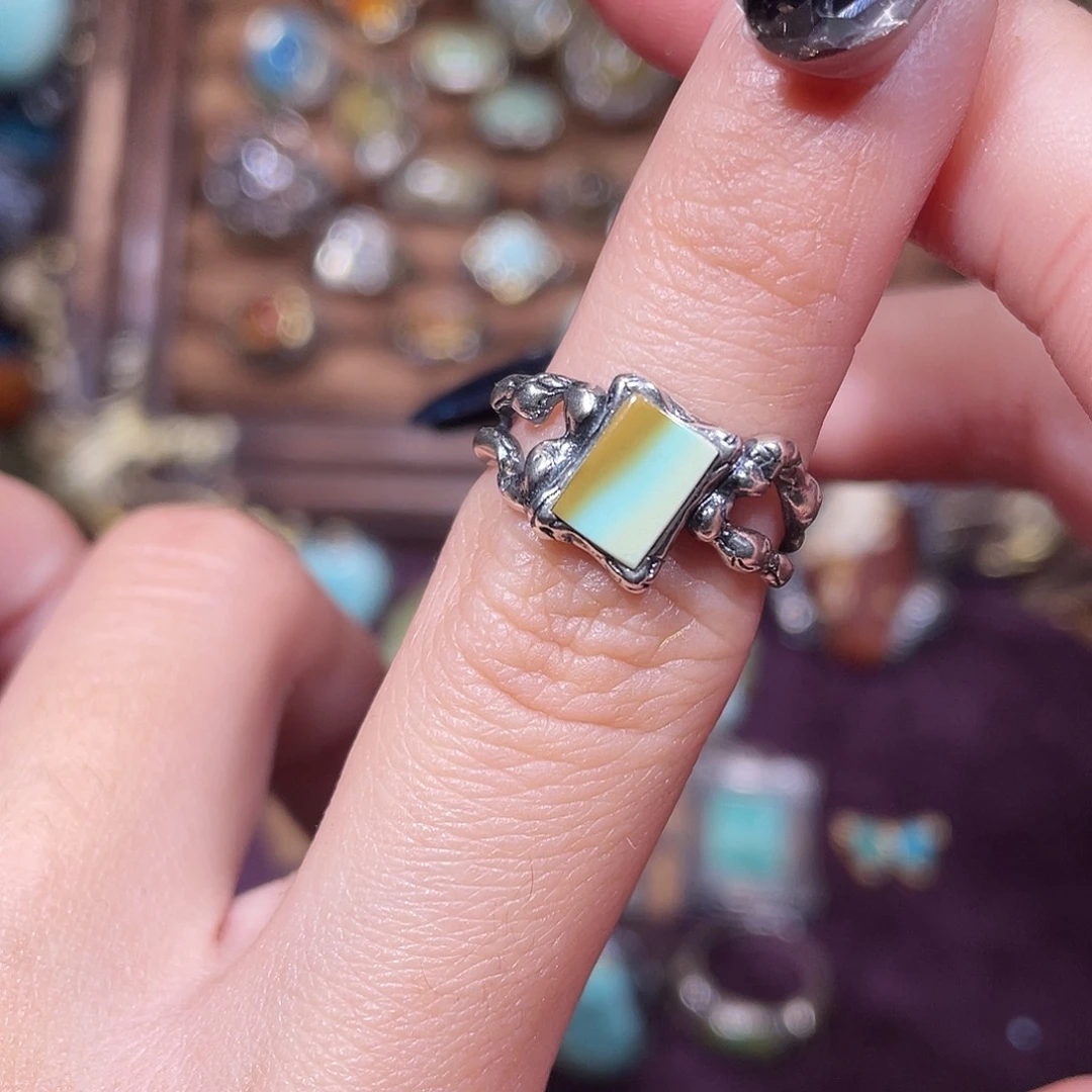 绿松石银S925镶嵌戒指